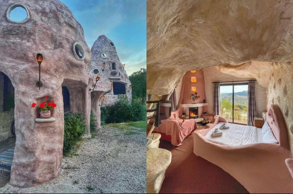 Pokój w jaskini w kształcie skały w obiekcie Anemoessa w mieście Synikia Mesi Trikalon
