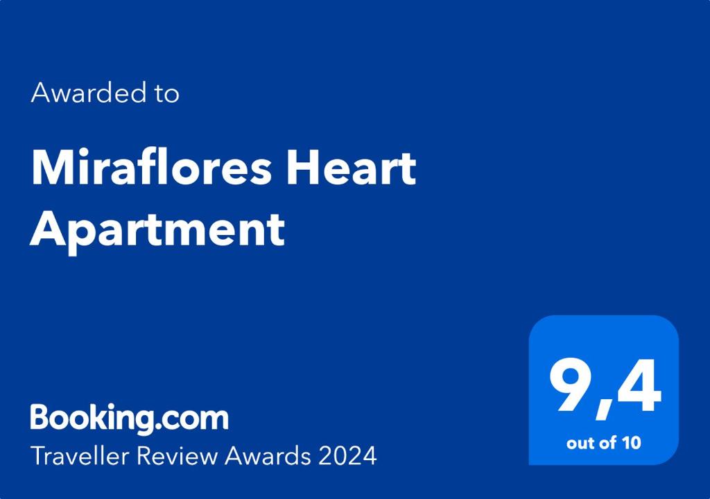 un signo azul con la cita cardiaca de los redactores en Miraflores Heart Apartment, en Lima