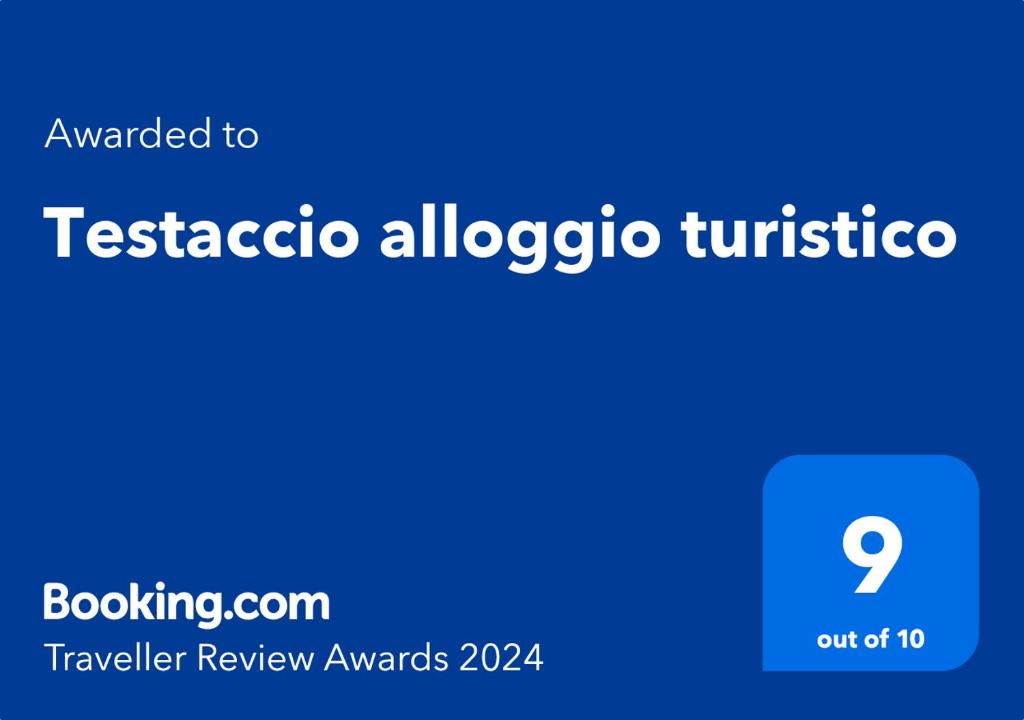 Testaccio alloggio turistico tesisinde sergilenen bir sertifika, ödül, işaret veya başka bir belge