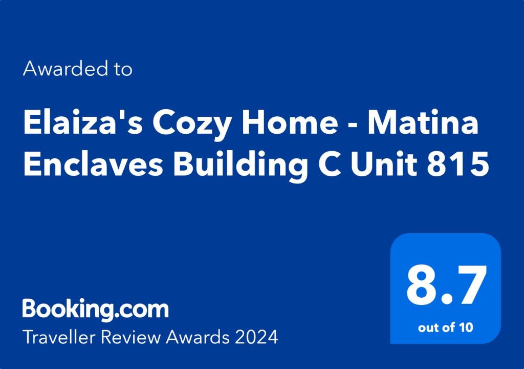 Elaiza's Cozy Home - Matina Enclaves Building C Unit 815 - One-Bedroom Apartment