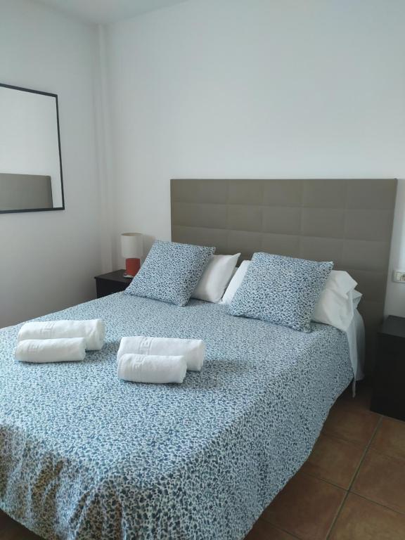 un letto con due cuscini sopra di VV EL CHARCO, El Hierro a La Caleta