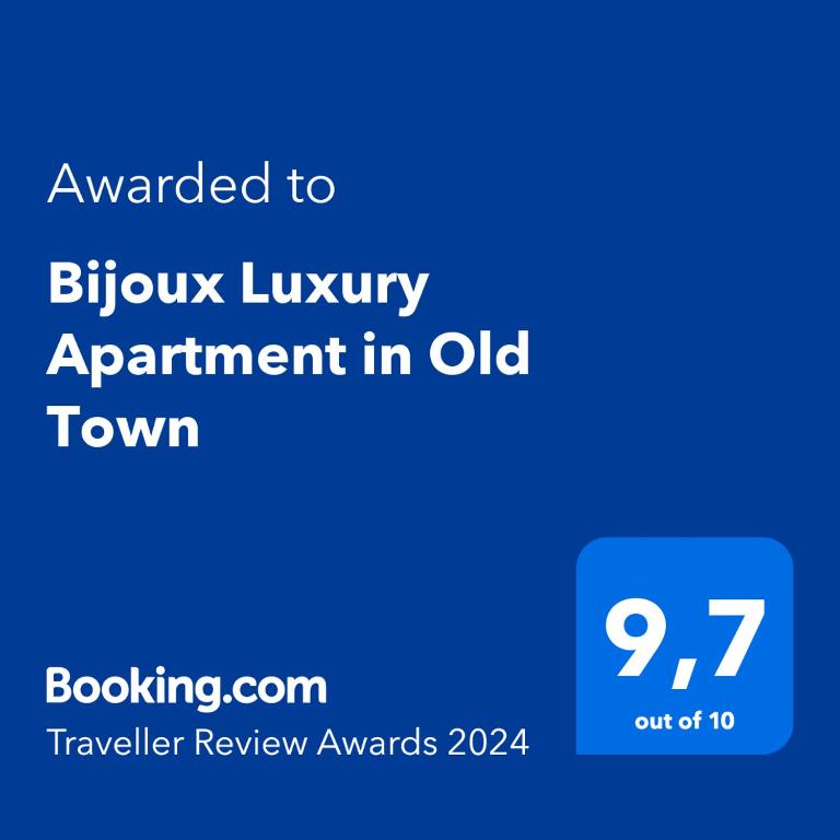 Certifikát, hodnocení, plakát nebo jiný dokument vystavený v ubytování Bijoux Luxury Apartment in Old Town