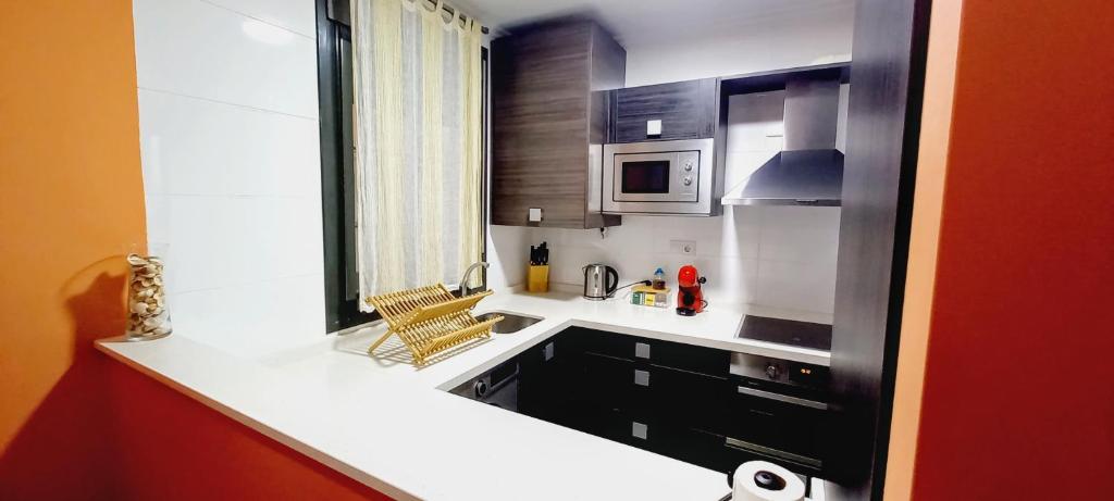 Dapur atau dapur kecil di Apartamento en el Zapillo, Las Conchas