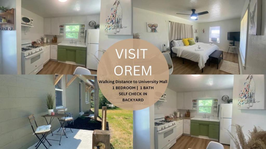a collage of photos of a kitchen and a living room at Walking Distance to University Mall Big Backyard in Orem