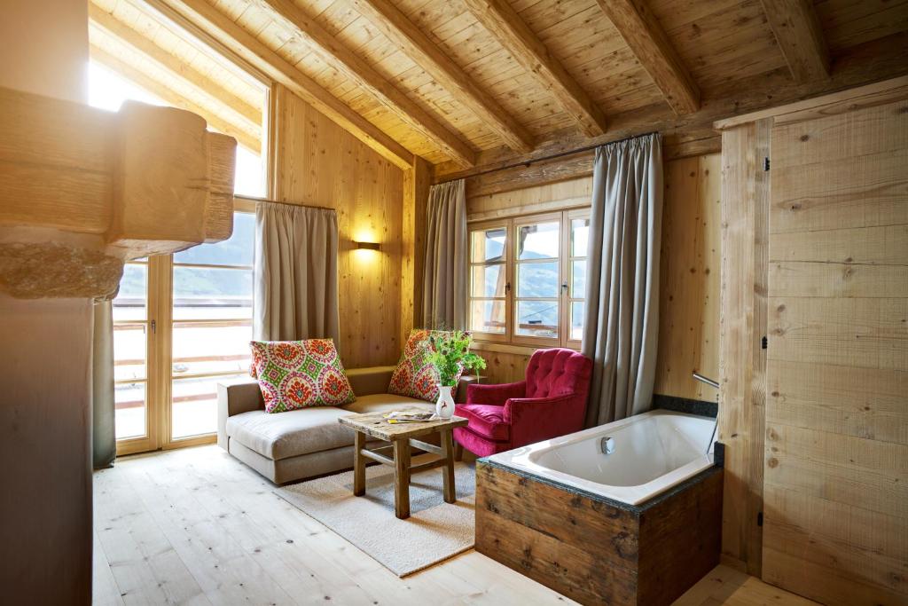 Posezení v ubytování HochLeger - Chalet Refugium am Berg