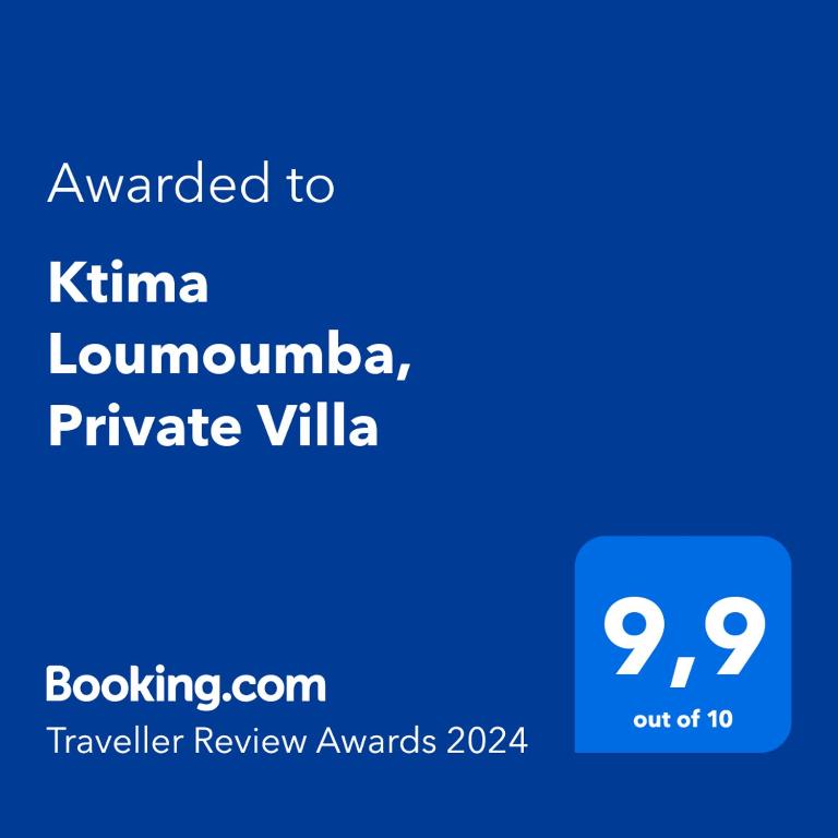 Certifikát, hodnocení, plakát nebo jiný dokument vystavený v ubytování Ktima Loumoumba, Private Villa