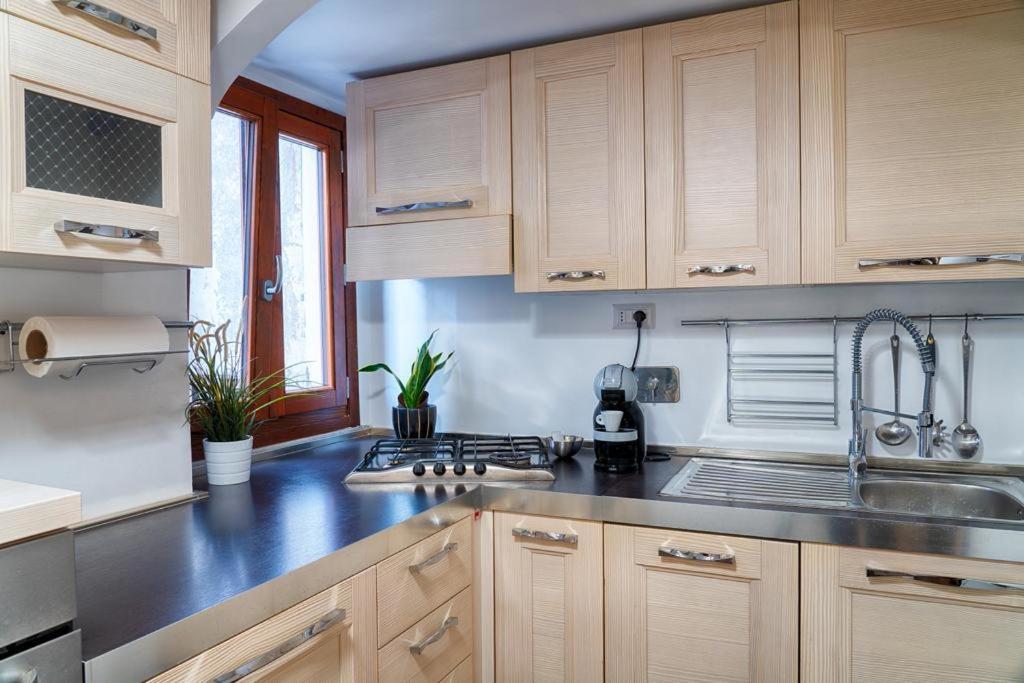 a kitchen with a sink and a stove top oven at Accogliente intero appartamento in Rome