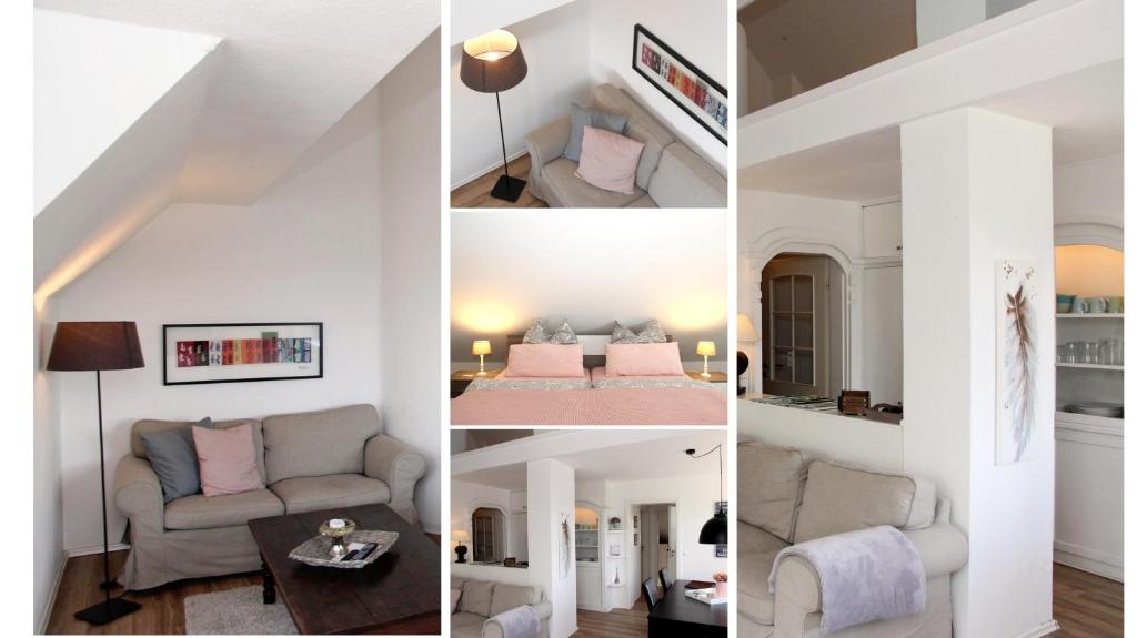 Postel nebo postele na pokoji v ubytování Ferienwohnung Seeloft mit Balkon und Seeblick