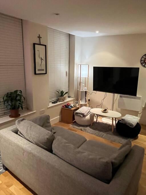 a living room with a couch and a flat screen tv at 1 Bed flat in Central London in London