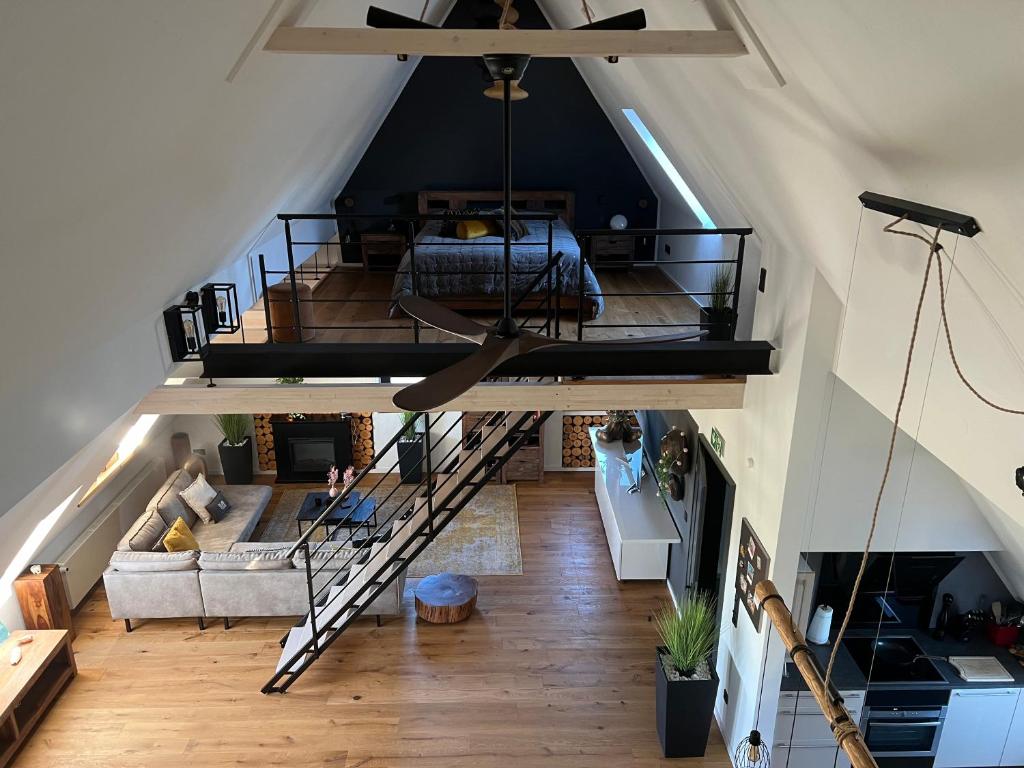 an overhead view of a living room with a loft at Dreckerhook, oasis to slow down! in Raesfeld