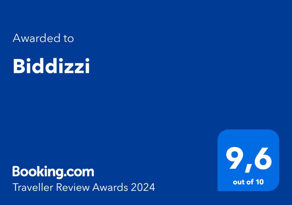 Certifikát, ocenenie alebo iný dokument vystavený v ubytovaní Biddizzi