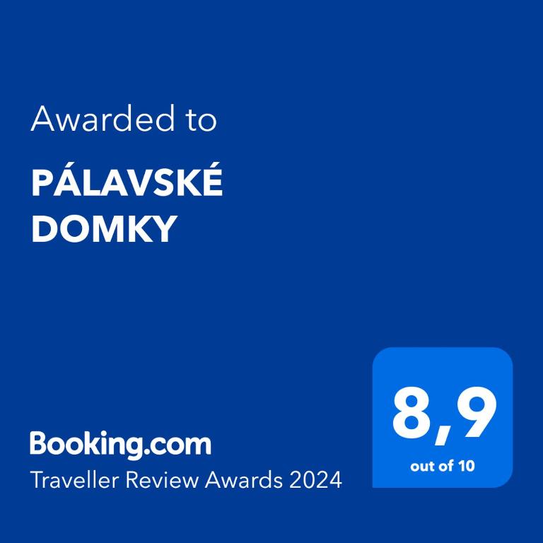 Certifikát, hodnocení, plakát nebo jiný dokument vystavený v ubytování PÁLAVSKÉ DOMKY