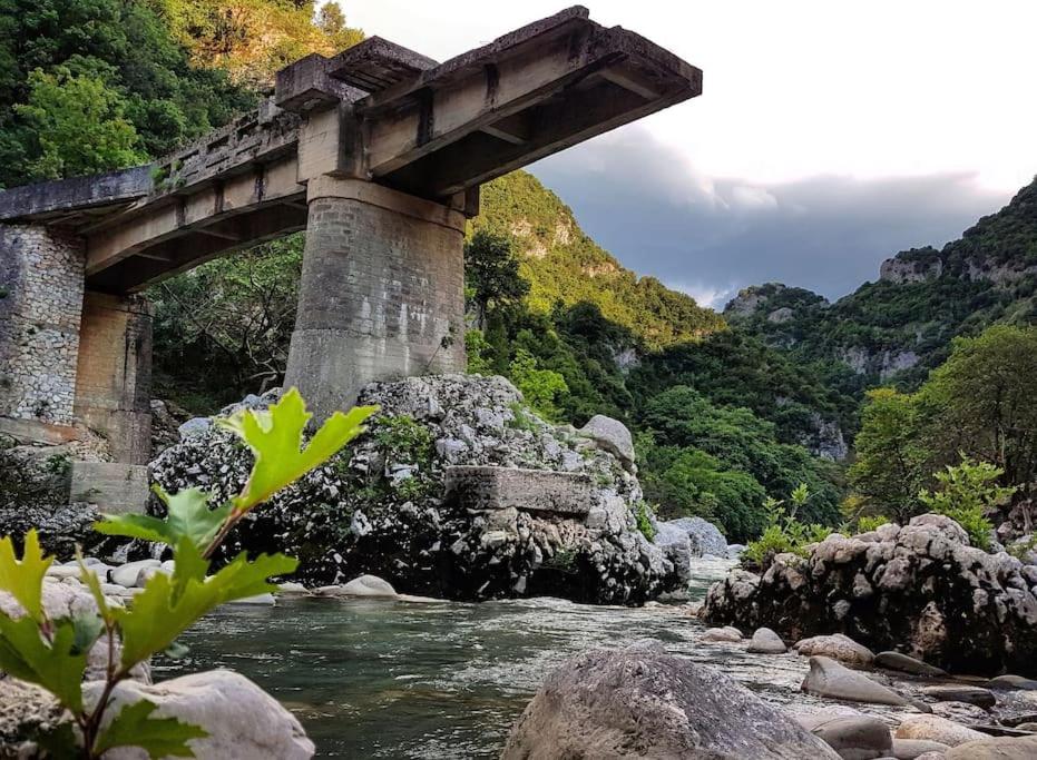 a bridge over a river with rocks and trees at Chouliarades Tzoumerka in Chouliarades