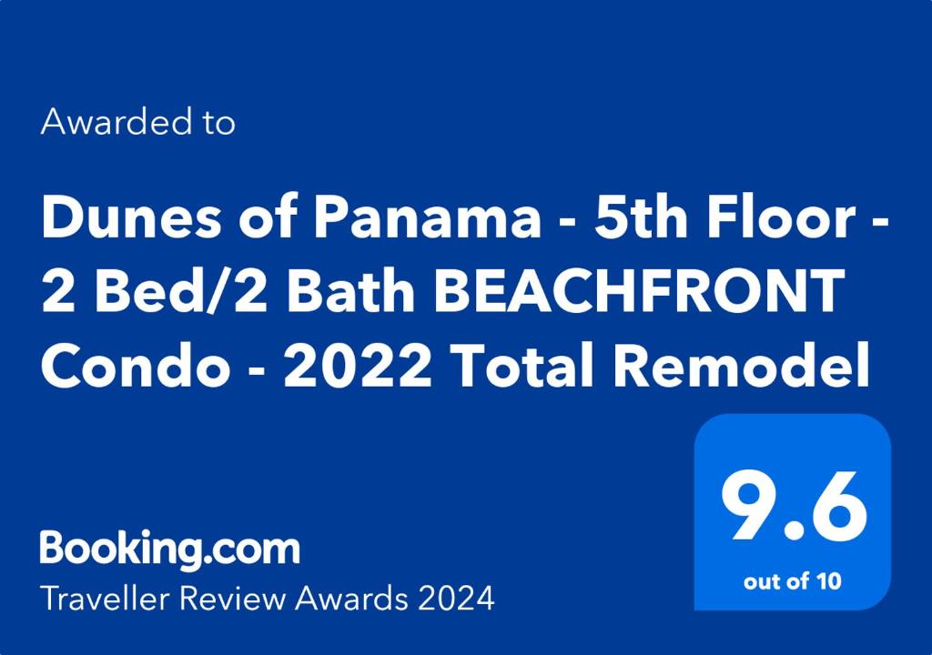 a screenshot of a cell phone with the wordsones of panama floor at Total Remodel BEACHFRONT 5th Floor - 2 Bd & 2 Ba - Dunes of Panama in Panama City Beach