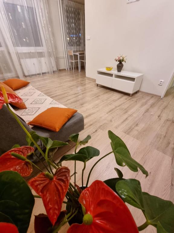 uma sala de estar com um sofá e uma planta em TEPLA II em Teplice