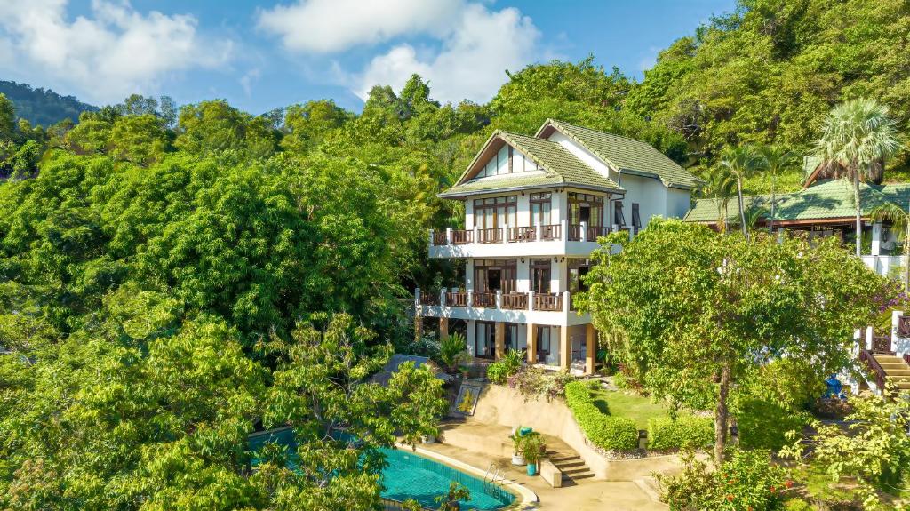 an aerial view of a house in the mountains at 3 Bedroom Villa Cara SDV042-By Samui Dream Villas in Mae Nam