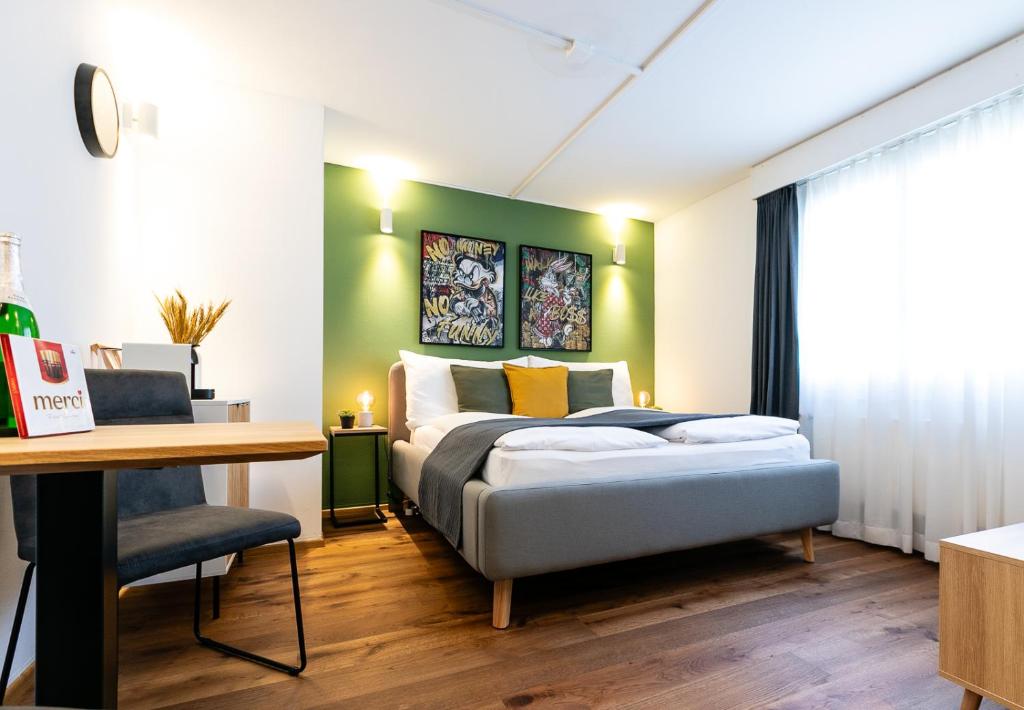 Postel nebo postele na pokoji v ubytování Spirit Apartments - Neben dem Titlis - Parkplatz
