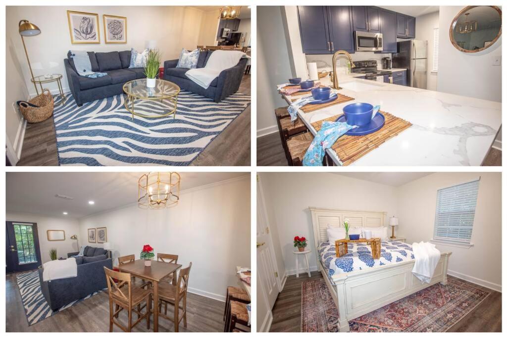 four different views of a living room and a kitchen at Oxford Gosh Almighty Walk to the Vaught in Oxford