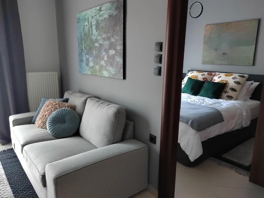 Katil atau katil-katil dalam bilik di North Key - Cozy apartment with a beautiful view