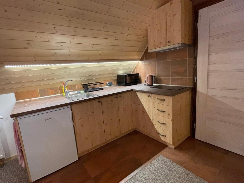 Kuchyň nebo kuchyňský kout v ubytování Chaloupka