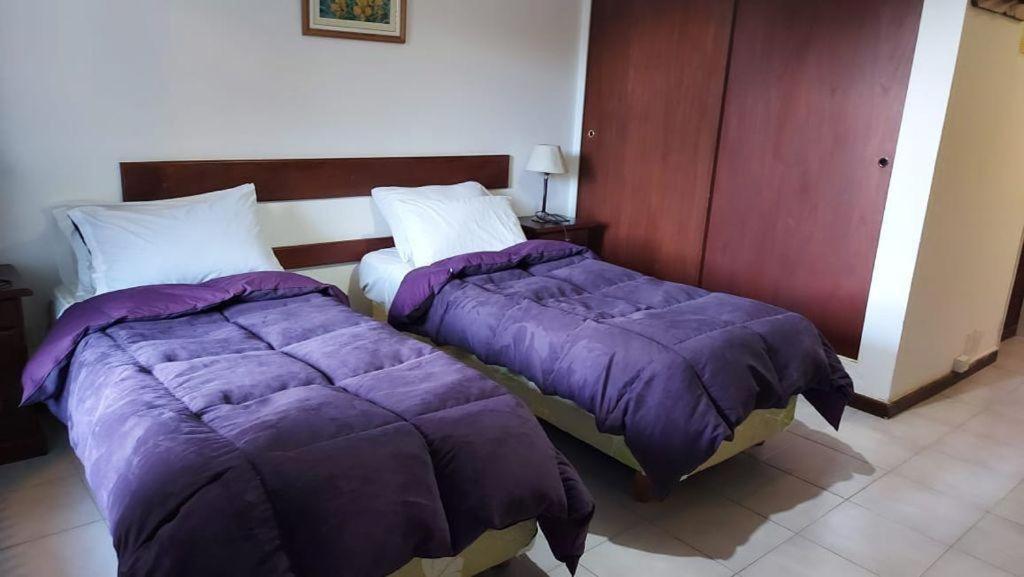 - deux lits assis l'un à côté de l'autre dans une pièce dans l'établissement Lago Gutierrez, à San Carlos de Bariloche