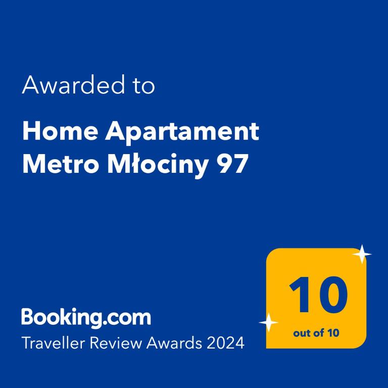 Certifikát, ocenenie alebo iný dokument vystavený v ubytovaní Home Apartament Metro Młociny 97