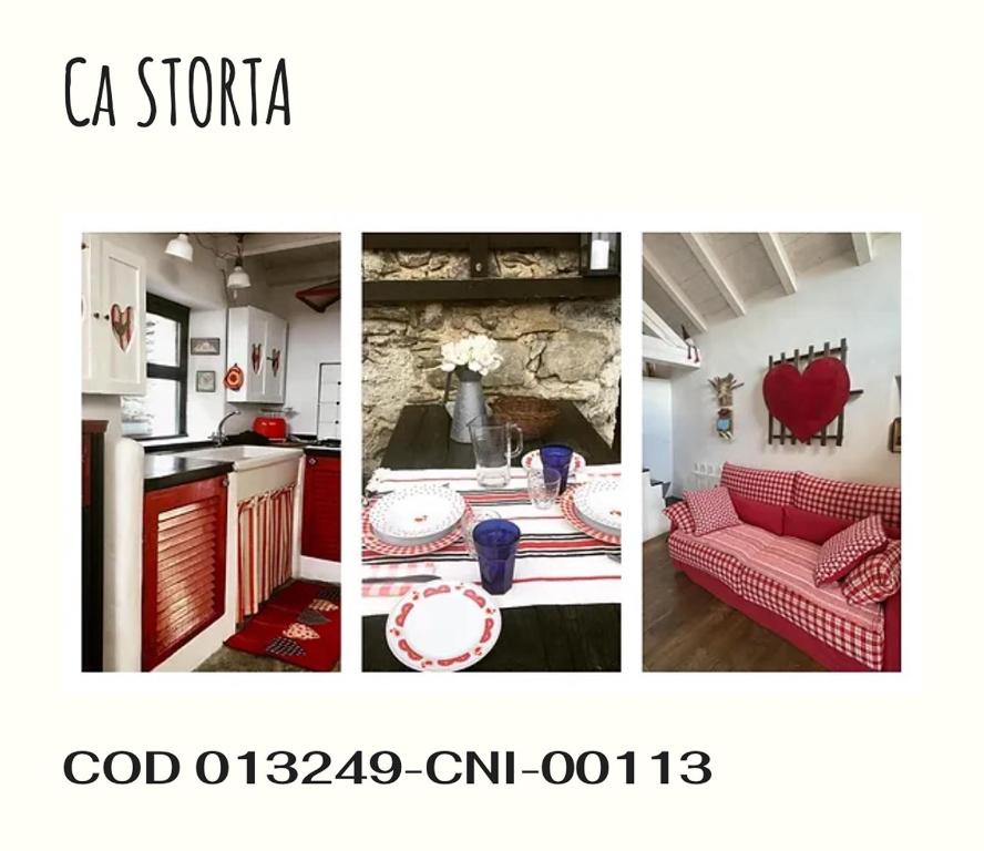 グラヴェドーナにあるCa' Storta una romantica baita fra i montiの台所とリビングの絵画のコラージュ