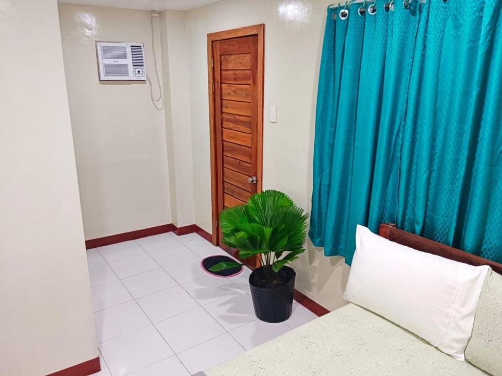 a room with a couch and a potted plant at #1 Green Room Inn Siargao in General Luna