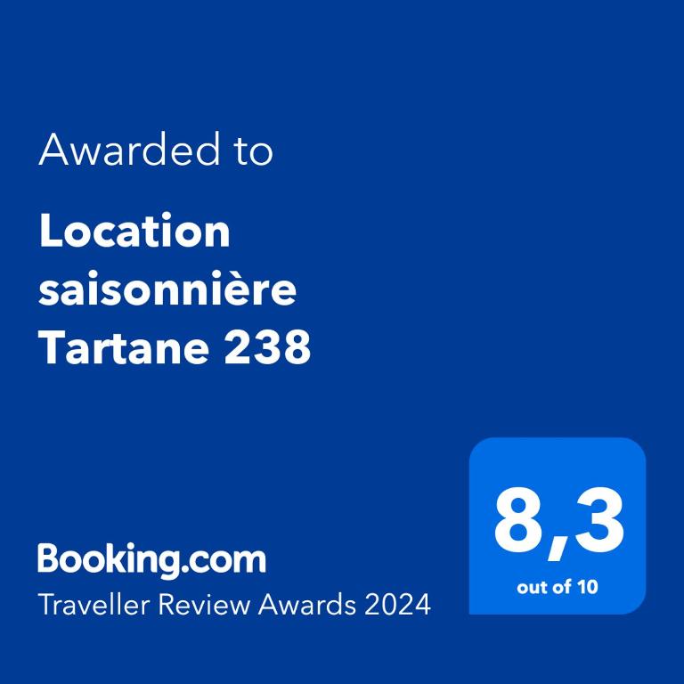 Certifikát, hodnocení, plakát nebo jiný dokument vystavený v ubytování Location saisonnière Tartane 238