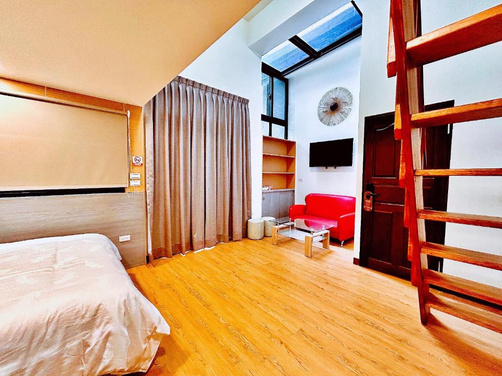 Postel nebo postele na pokoji v ubytování Xianwang Homestay