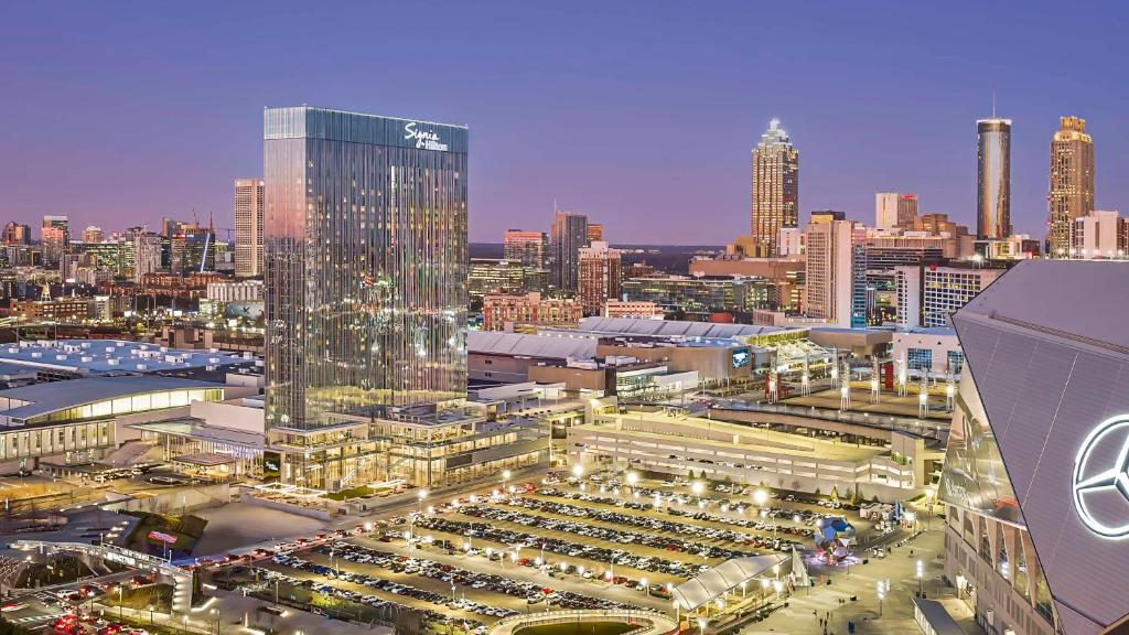 an overhead view of a large city with buildings at Signia By Hilton Atlanta Georgia World Congress Center in Atlanta