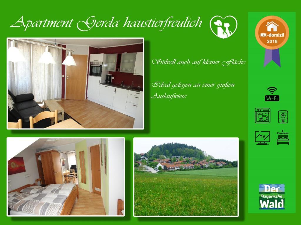 a collage of four pictures of a house at Ferienwohnung Gerda in Zandt
