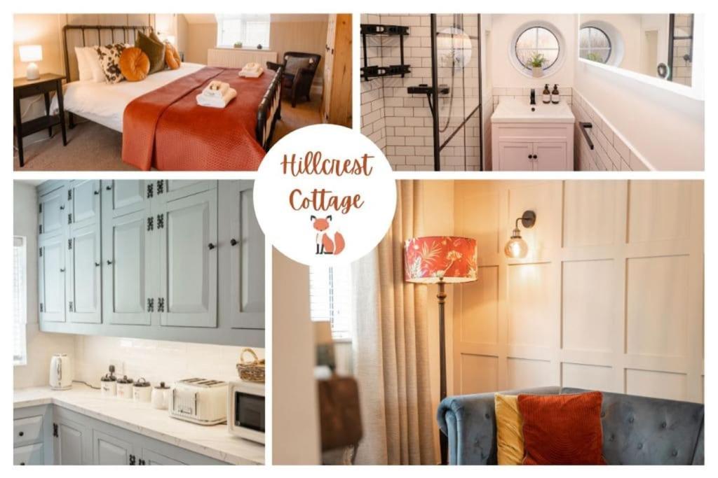 a collage of pictures of a kitchen and a bedroom at Charming 2-Bed Cottage in Mickle Trafford- Sleeps 6 - Pet Friendly - Near Chester 