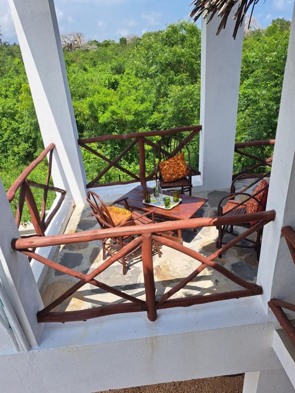 Balkón nebo terasa v ubytování Diani Yoga Barn