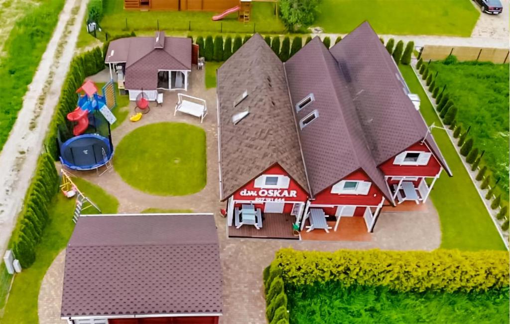 an overhead view of a model house with a garage at Stunning Home In Chlopy With Wi-fi in Chłopy