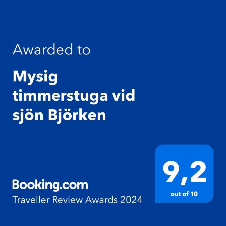 Certifikát, hodnocení, plakát nebo jiný dokument vystavený v ubytování Mysig timmerstuga vid sjön Björken 34 Rönnsudden