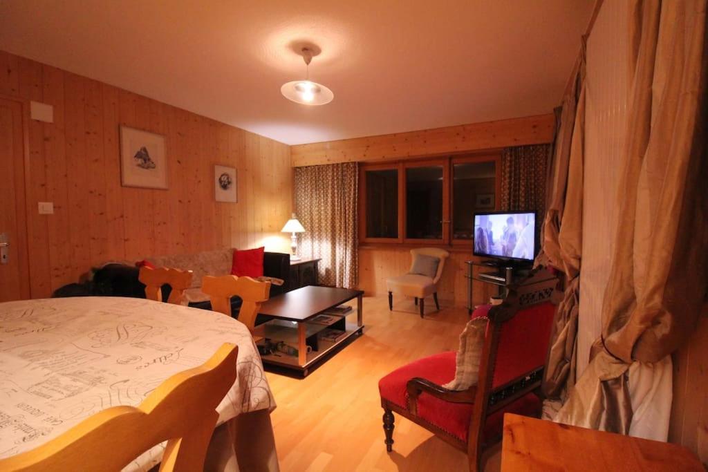 TV a/nebo společenská místnost v ubytování Chalet Privé avec vue imprenable sur les alpes