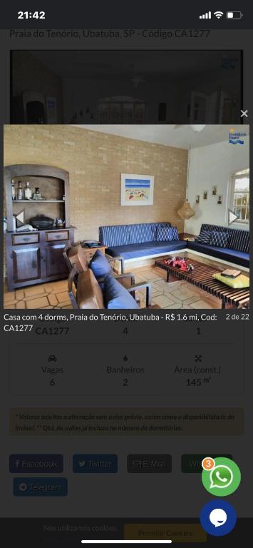 zrzut ekranu strony internetowej salonu w obiekcie Casa Ubatuba Tenório w mieście Ubatuba