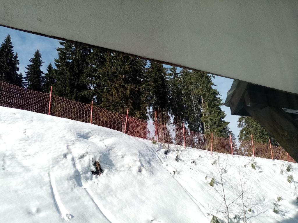 una pendiente cubierta de nieve con una valla y árboles en Ски Апартамент 4а26 Grand Monastery en Smolyan