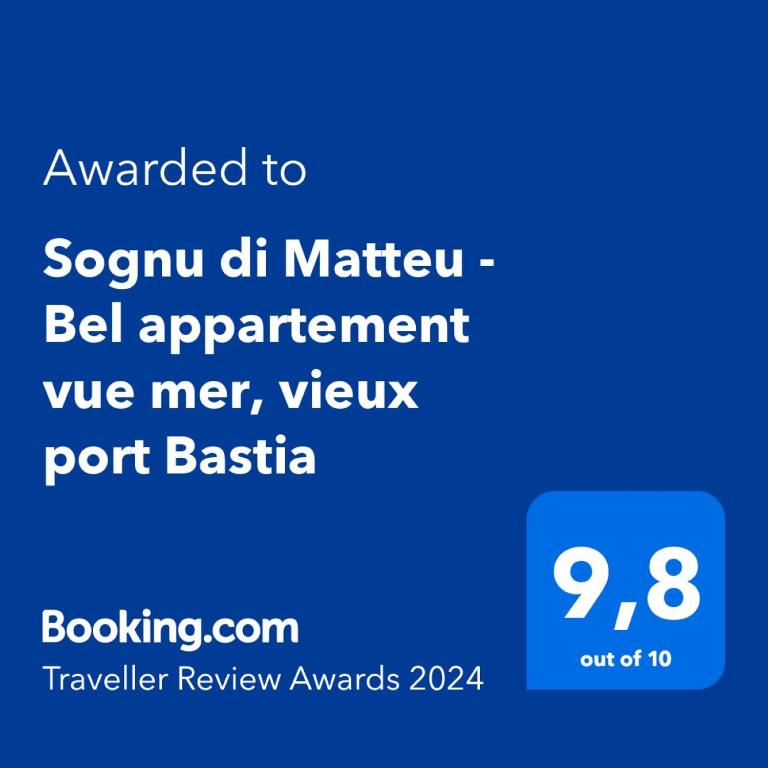 Certifikát, hodnocení, plakát nebo jiný dokument vystavený v ubytování Sognu di Matteu - Bel appartement entièrement climatisé - vue mer, vieux port Bastia