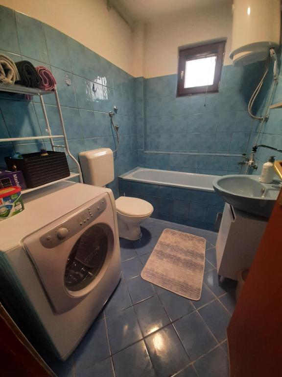 a bathroom with a washing machine and a sink at Apartman Goga in Pale