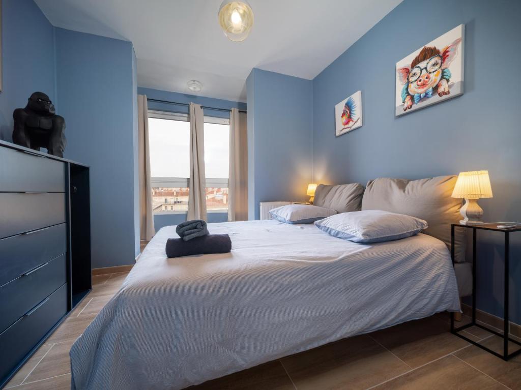 Posteľ alebo postele v izbe v ubytovaní Terrace Apartment Old Port Exceptional View