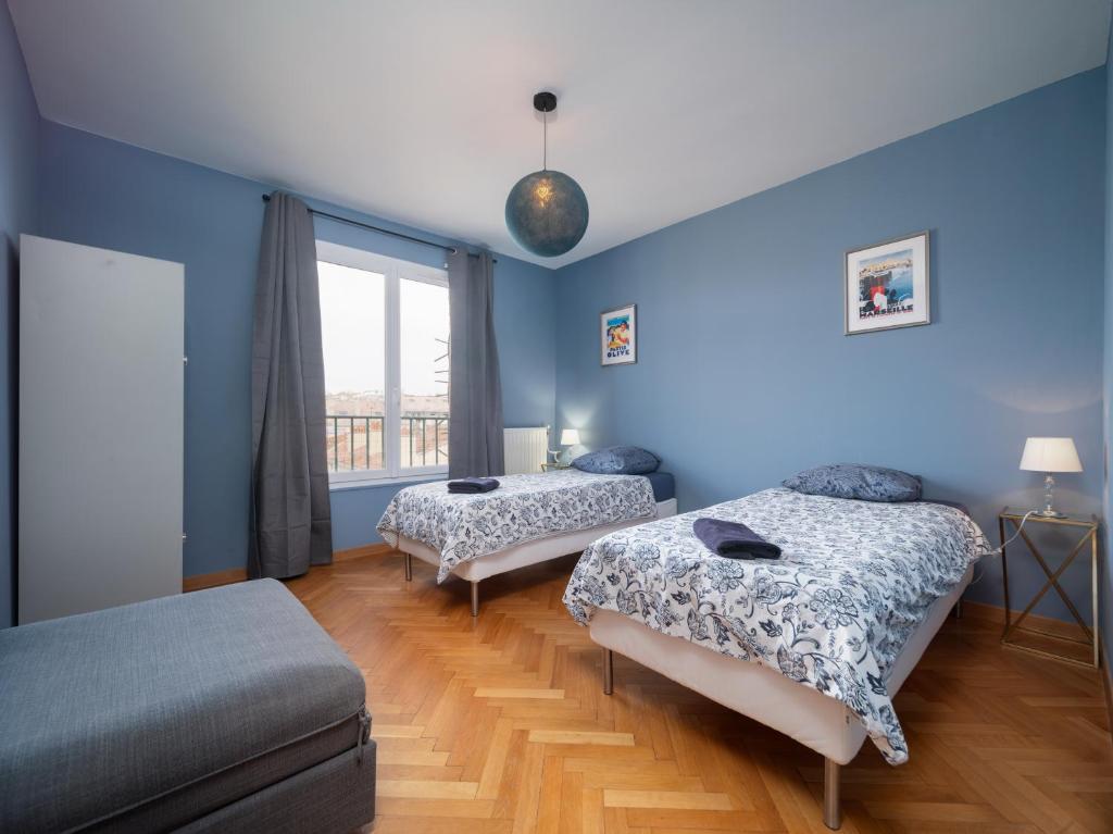 Posteľ alebo postele v izbe v ubytovaní Terrace Apartment Old Port Exceptional View