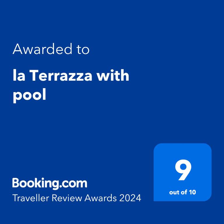 Certifikát, ocenenie alebo iný dokument vystavený v ubytovaní la Terrazza with pool 1st June to 30th August