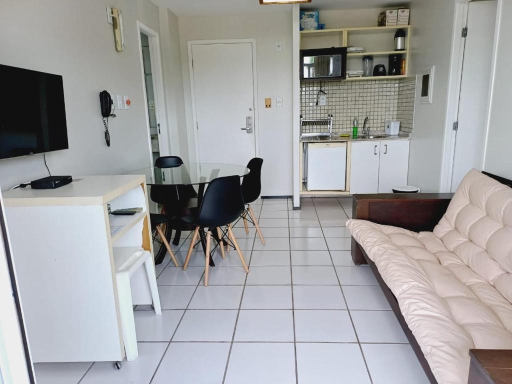 Kuchyň nebo kuchyňský kout v ubytování Gran lençóis Flat 2 suítes vista piscina