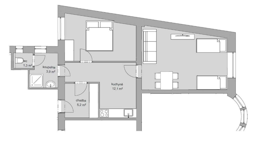 Půdorys ubytování Apartmány na Trojce