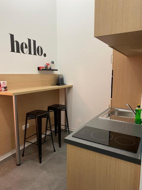 Kuchyň nebo kuchyňský kout v ubytování Fabella Flats Forchheim