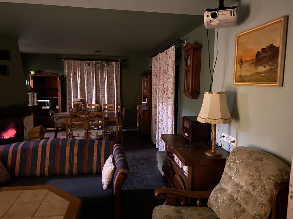 a living room with a couch and a table at zielonapogoda in Lądek-Zdrój