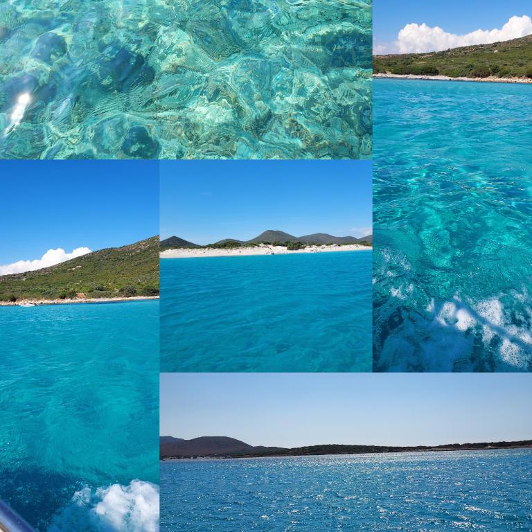 a collage of four photos of the ocean at La Rosa dei Venti B&B in Chia