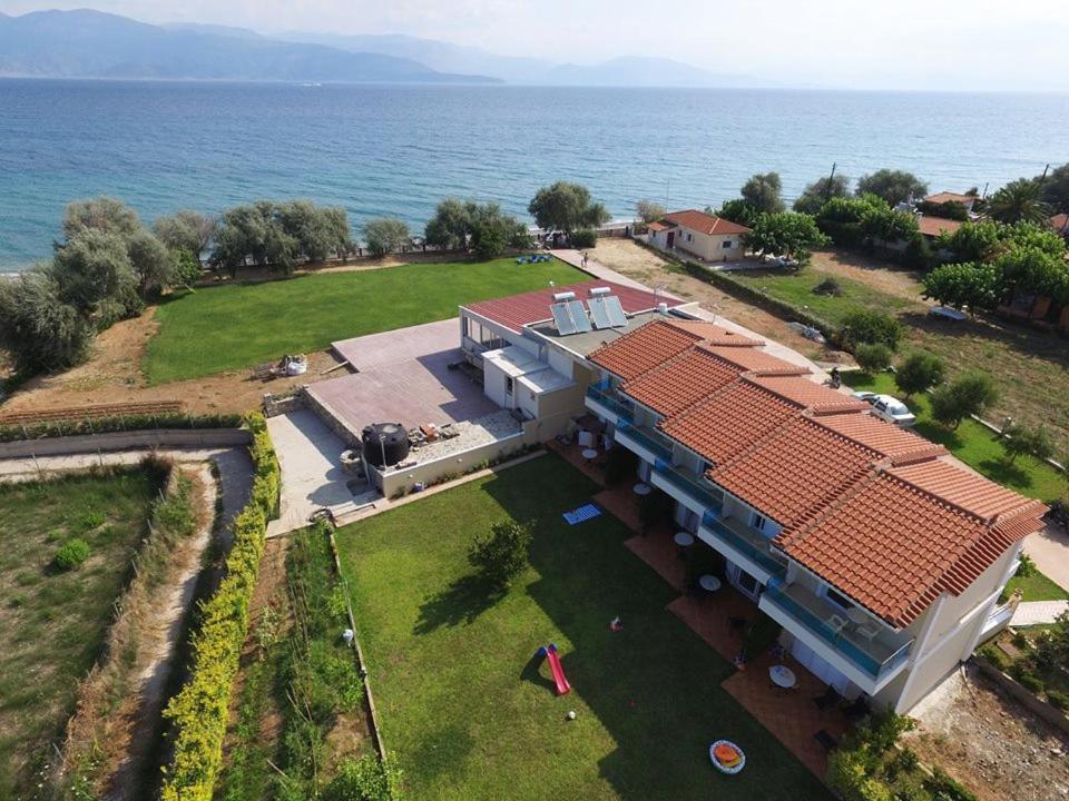 an aerial view of a house with a large yard at Christopoulos Villas in Aigio